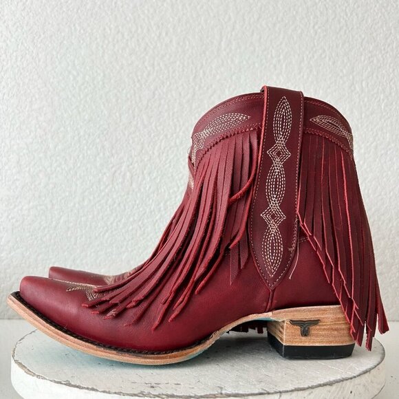 Lane SENITA FALLS Womens Cowboy Bootie 8 Red Fringe Western Short Cowgirl Boots - Picture 4 of 11